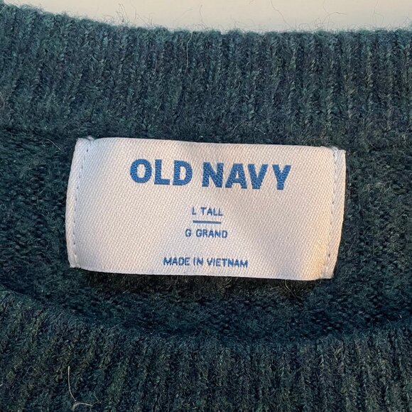 Dark Green/Turquoise Crew Neck Sweater - Picture 4 of 4